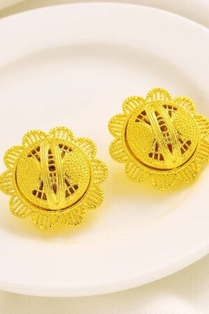 24K Gold-Plated Habesha Bridal Jewellery Set – Earrings, Pendant & Ring – Azmarino Fashion Boutique – view 4