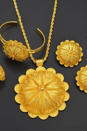 Big Pendant Habesha Bridal Set – Necklace, Earrings, Bracelet & Ring (Style 2) – Azmarino Fashion Boutique – view 6
