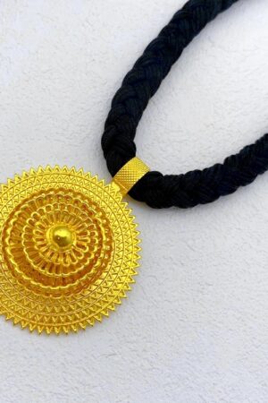 Black Rope Gold-Plated Bridal Necklace & Earrings Set – Azmarino Fashion Boutique – view 3