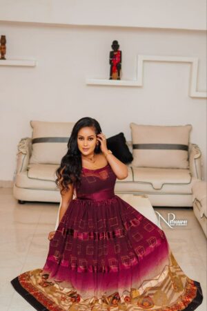 Chiffon Habesha Dress – Green with Gold Pattern (Style 1) – Azmarino Fashion Boutique – view 2