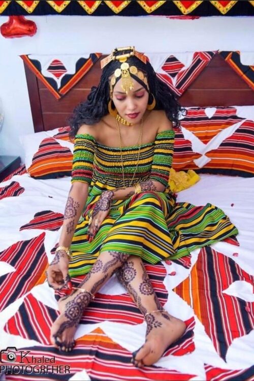 Chiffon Habesha Dress – Multicolour Striped – Azmarino Fashion Boutique