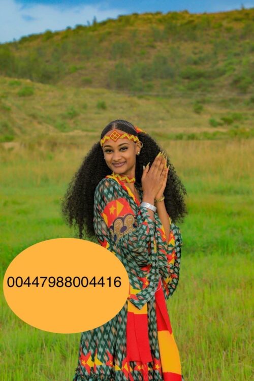 Chiffon Habesha Dress – Orange Print – Azmarino Fashion Boutique