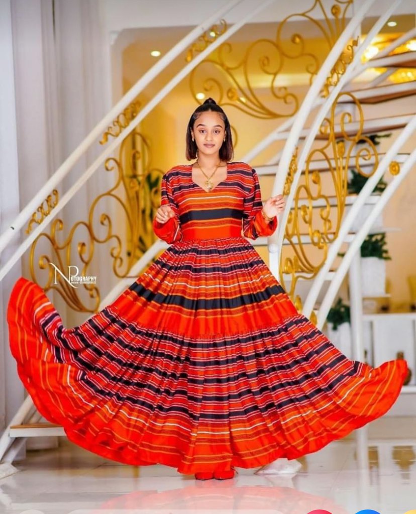 Chiffon Habesha Dress – Red & Black Layered – Azmarino Fashion Boutique