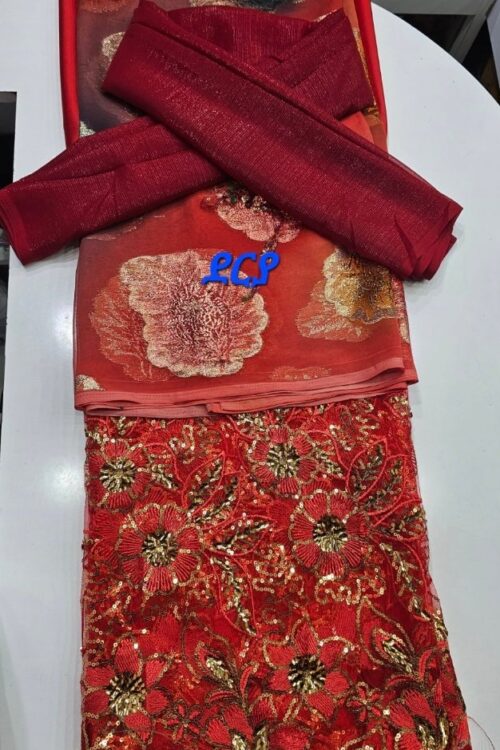 Deria Dress – Red with Gold Pattern – Azmarino Fashion Boutique