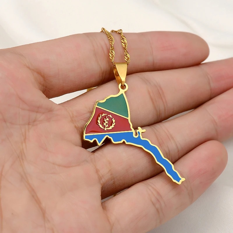 Eritrea Map Flag Pendant Necklace – Azmarino Fashion Boutique – view 2