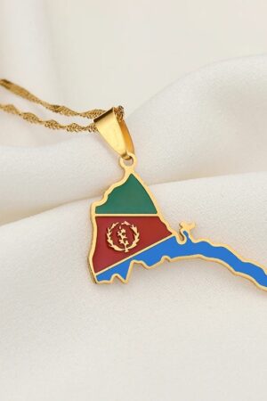 Eritrea Map Flag Pendant Necklace – Azmarino Fashion Boutique – view 3