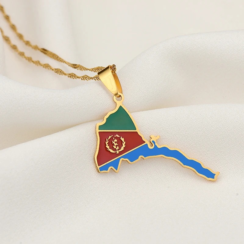 Eritrea Map Flag Pendant Necklace – Azmarino Fashion Boutique – view 3