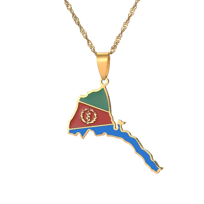 Eritrea Map Flag Pendant Necklace – Azmarino Fashion Boutique – view 6