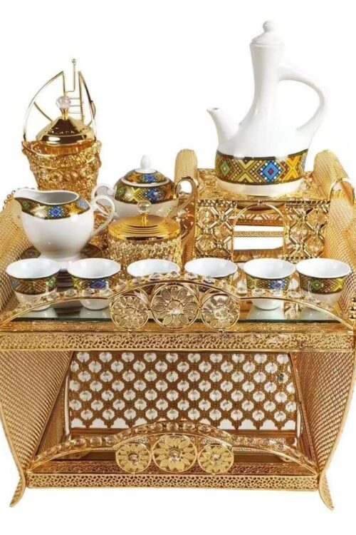 Gold Coffee Ceremony Set with Porcelain Cups – Azmarino Fashion Boutique