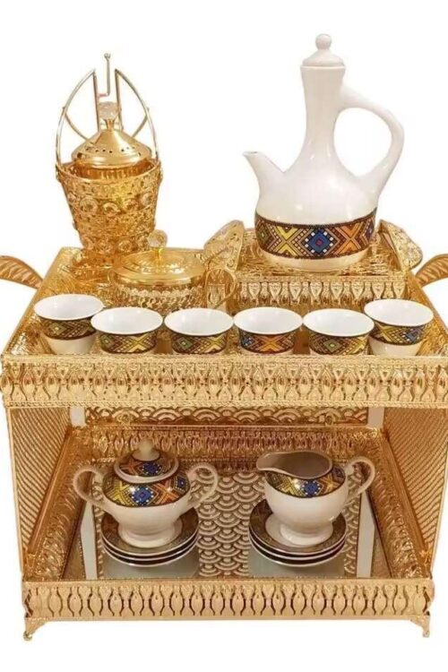 Gold Rekebot Coffee Tray Set with Cup Holders – Azmarino Fashion Boutique