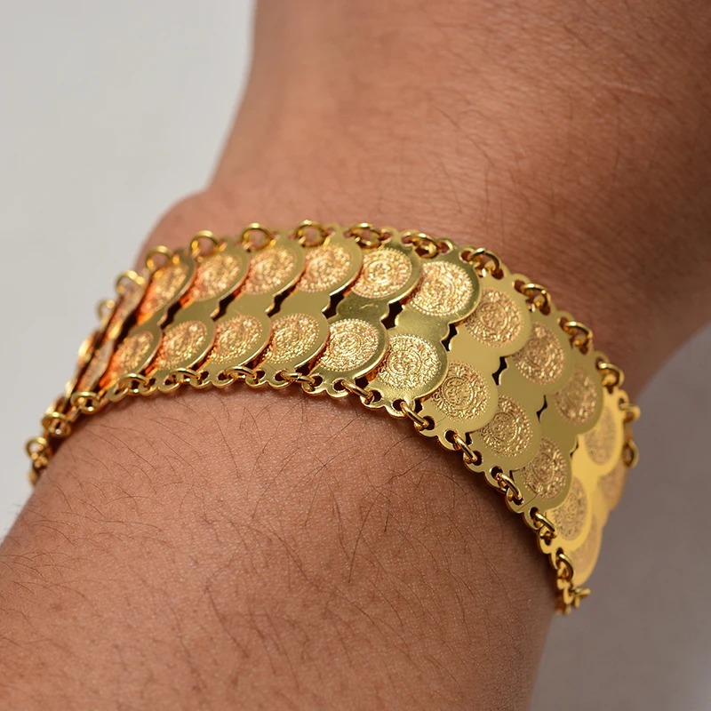 Gold-Tone Coin Bangle Bracelet – Azmarino Fashion Boutique – view 3
