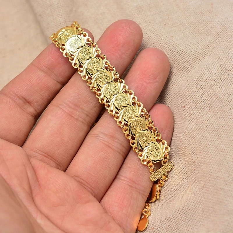 Gold-Tone Coin Bangle Bracelet – Azmarino Fashion Boutique – view 4
