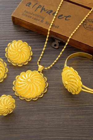 Large 24K Gold-Plated Habesha Jewellery Set with Chain – Azmarino Fashion Boutique