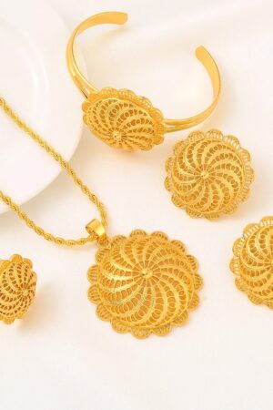 Large 24K Gold-Plated Habesha Jewellery Set with Chain – Azmarino Fashion Boutique – view 2