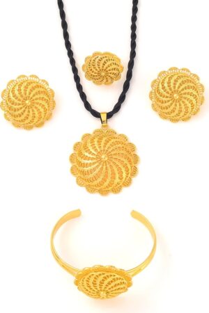 Large 24K Gold-Plated Habesha Jewellery Set with Chain – Azmarino Fashion Boutique – view 3