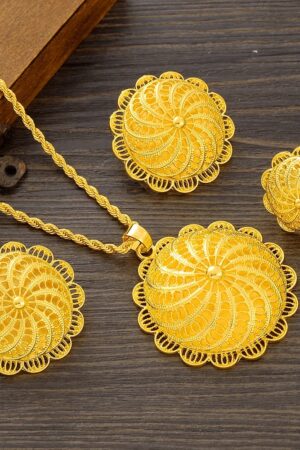 Large 24K Gold-Plated Habesha Jewellery Set with Chain – Azmarino Fashion Boutique – view 4