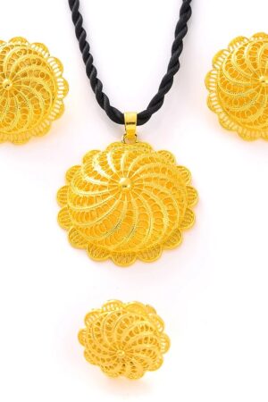 Large 24K Gold-Plated Habesha Jewellery Set with Chain – Azmarino Fashion Boutique – view 6