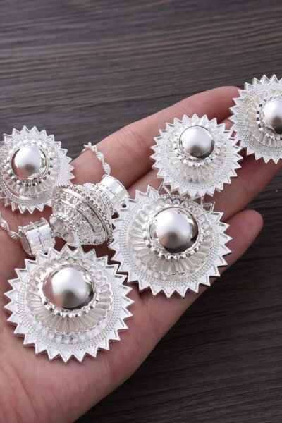 Large Silver-Plated Habesha Filigree Jewellery Set