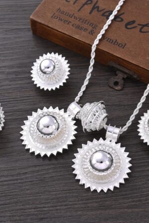 Large Silver-Plated Habesha Filigree Jewellery Set – Azmarino Fashion Boutique – view 2