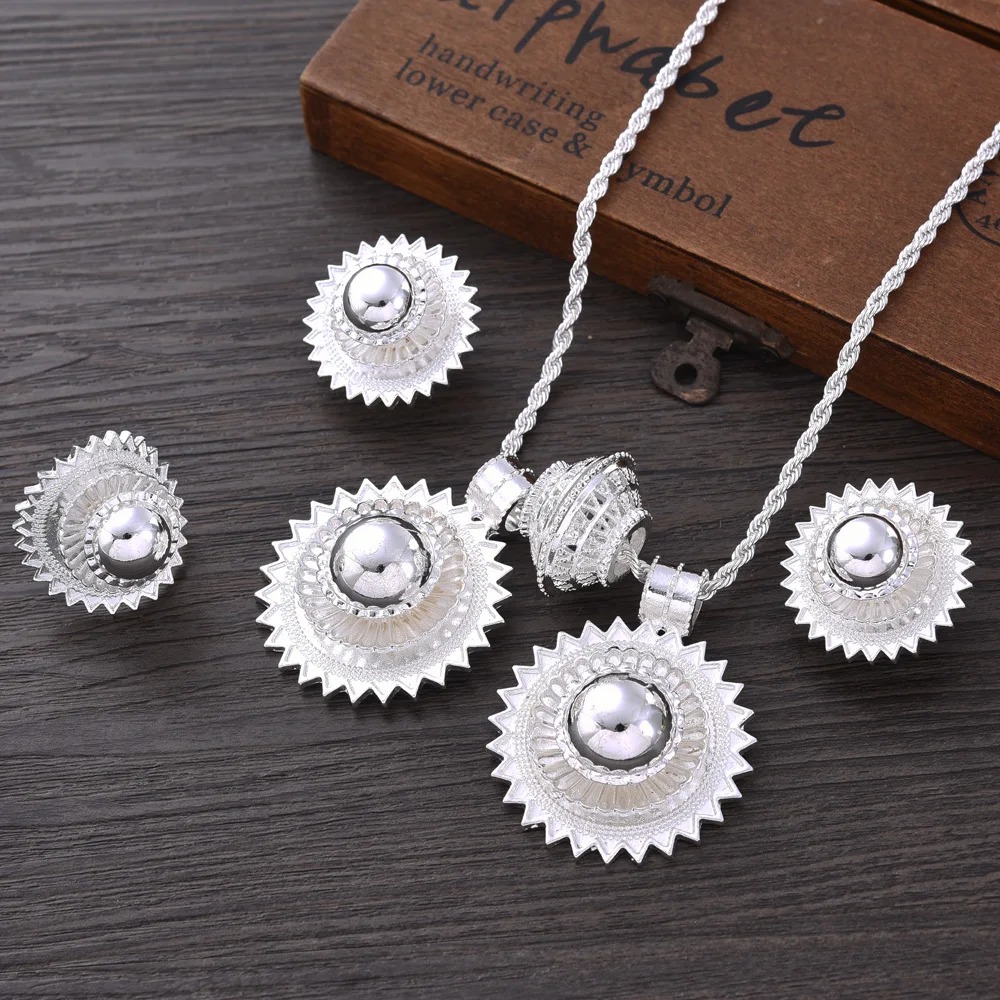 Large Silver-Plated Habesha Filigree Jewellery Set – Azmarino Fashion Boutique – view 2