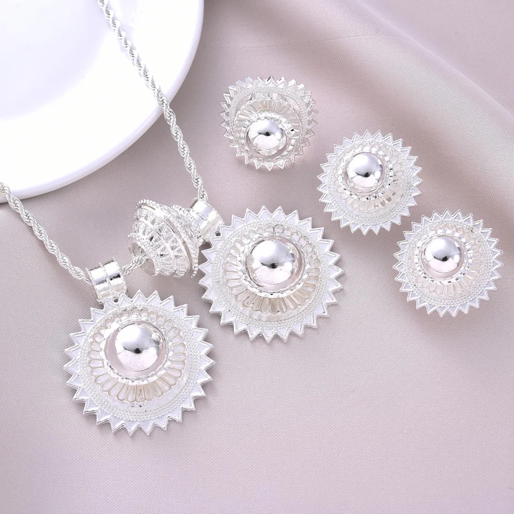 Large Silver-Plated Habesha Filigree Jewellery Set – Azmarino Fashion Boutique – view 3