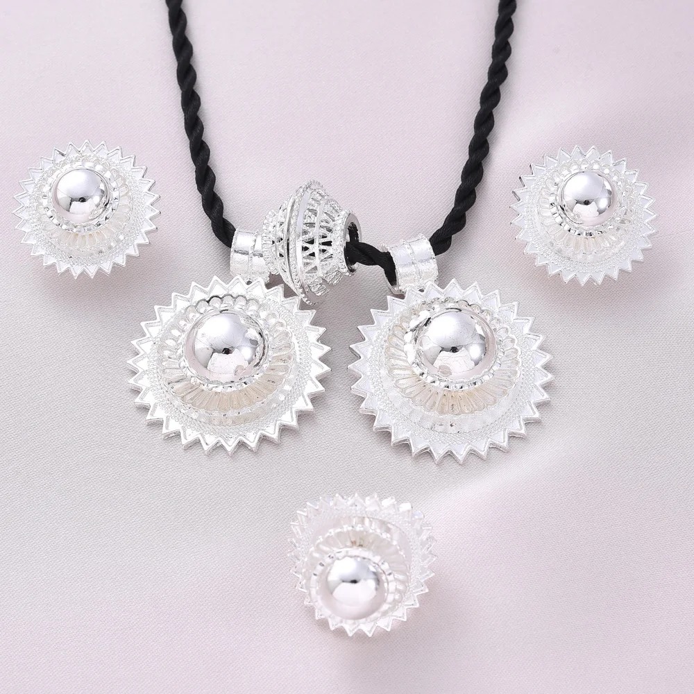 Large Silver-Plated Habesha Filigree Jewellery Set – Azmarino Fashion Boutique – view 6
