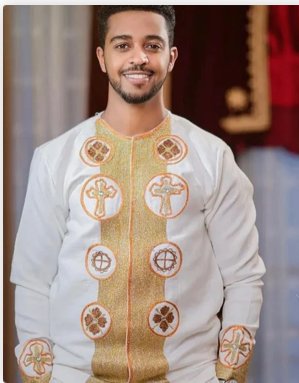 Men's Habesha Shirt – White with Gold Embroidery (Style 2) – Azmarino Fashion Boutique