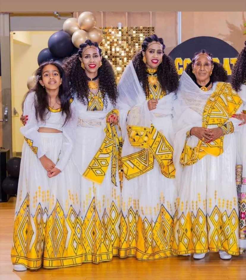 Menen Zuria Habesha Kemis – White with Gold & Yellow Tibeb – Azmarino Fashion Boutique