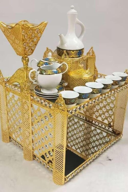 Silver Coffee Ceremony Set with Porcelain Cups – Azmarino Fashion Boutique