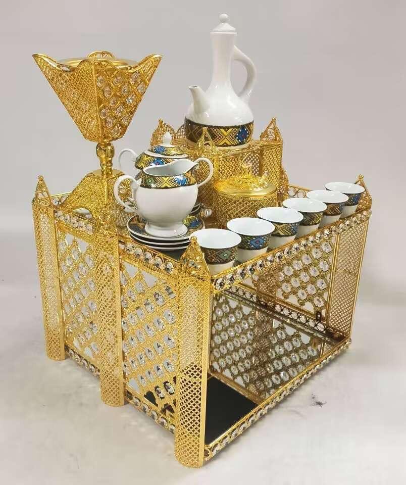 Silver Coffee Ceremony Set with Porcelain Cups – Azmarino Fashion Boutique