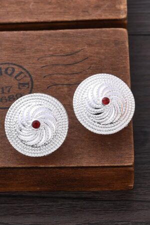 Silver-Plated Habesha Filigree Jewellery Set with Red Stone – Azmarino Fashion Boutique – view 5