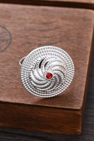 Silver-Plated Habesha Filigree Jewellery Set with Red Stone – Azmarino Fashion Boutique – view 6