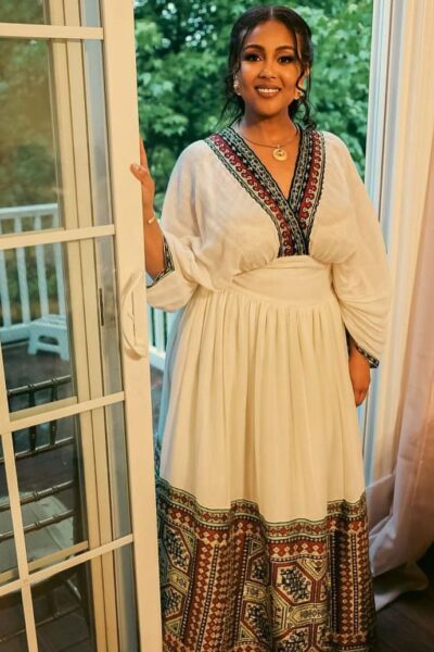 Zuria Habesha Kemis – Cream with Black Tibeb