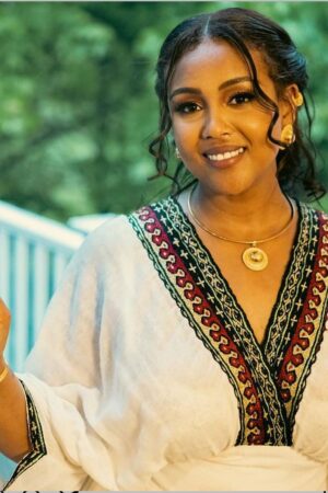 Zuria Habesha Kemis – Cream with Black Tibeb – Azmarino Fashion Boutique – view 2