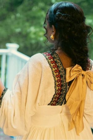 Zuria Habesha Kemis – Cream with Black Tibeb – Azmarino Fashion Boutique – view 3