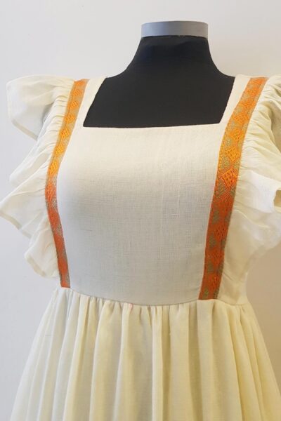 Zuria Habesha Kemis – Cream with Gold Straps