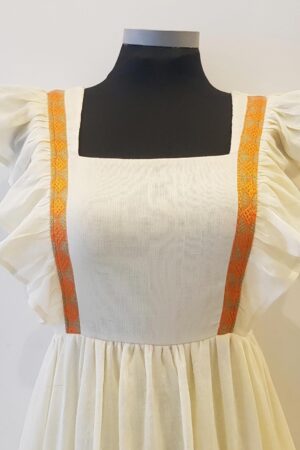 Zuria Habesha Kemis – Cream with Gold Straps – Azmarino Fashion Boutique – view 2