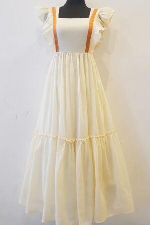 Zuria Habesha Kemis – Cream with Gold Straps – Azmarino Fashion Boutique – view 3