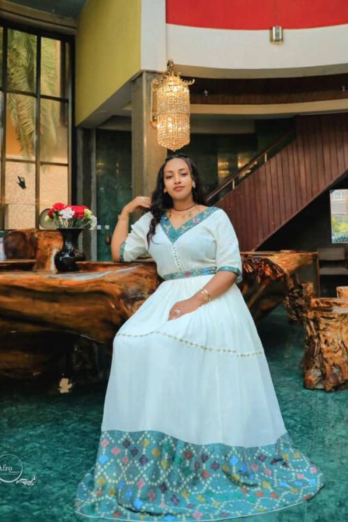 Zuria Habesha Kemis – Light Blue – Azmarino Fashion Boutique