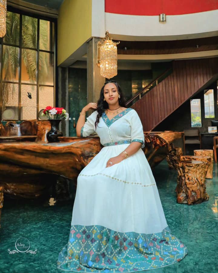 Zuria Habesha Kemis – Light Blue – Azmarino Fashion Boutique