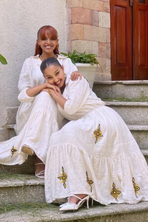 Zuria Habesha Kemis – White (Style 1) – Azmarino Fashion Boutique – view 3