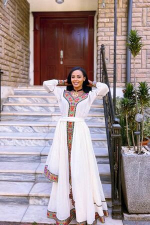Zuria Habesha Kemis – White (Style 2) – Azmarino Fashion Boutique – view 2