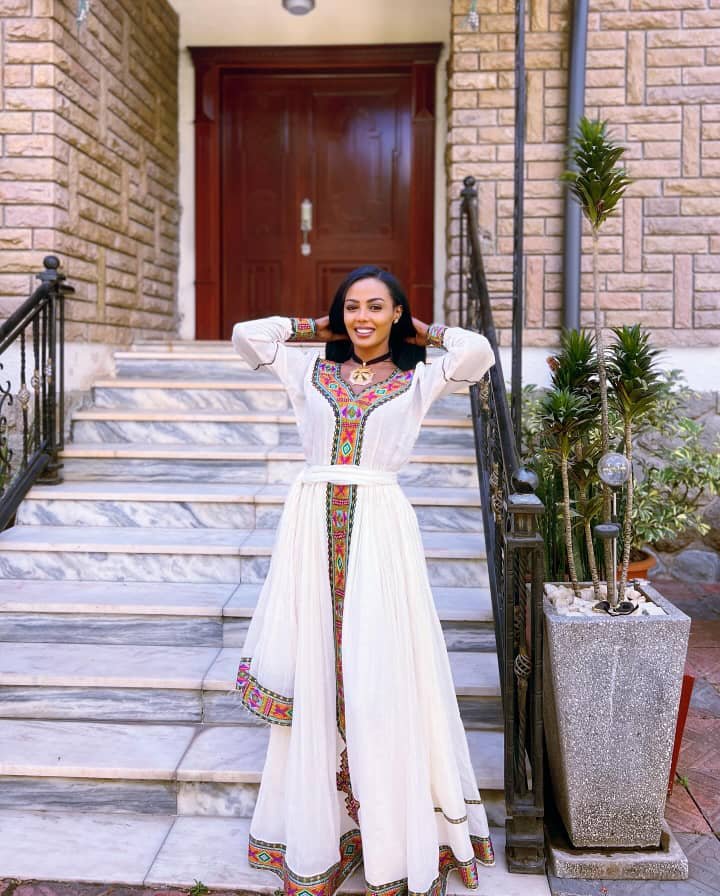 Zuria Habesha Kemis – White (Style 2) – Azmarino Fashion Boutique – view 2