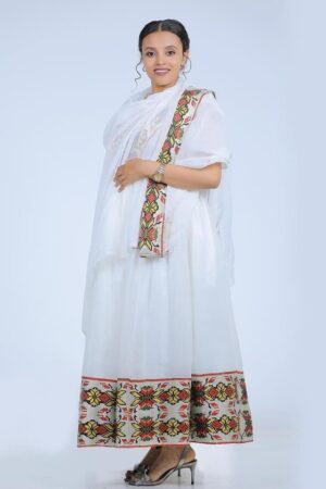 Zuria Habesha Kemis – White with Black Tibeb (Style 4) – Azmarino Fashion Boutique