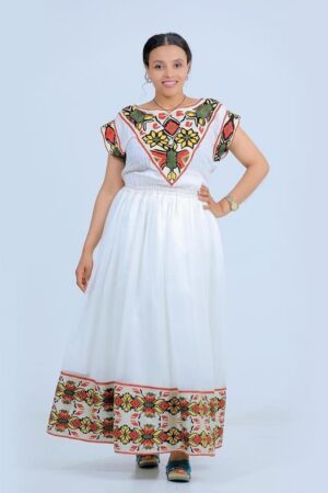 Zuria Habesha Kemis – White with Black Tibeb (Style 4) – Azmarino Fashion Boutique – view 2