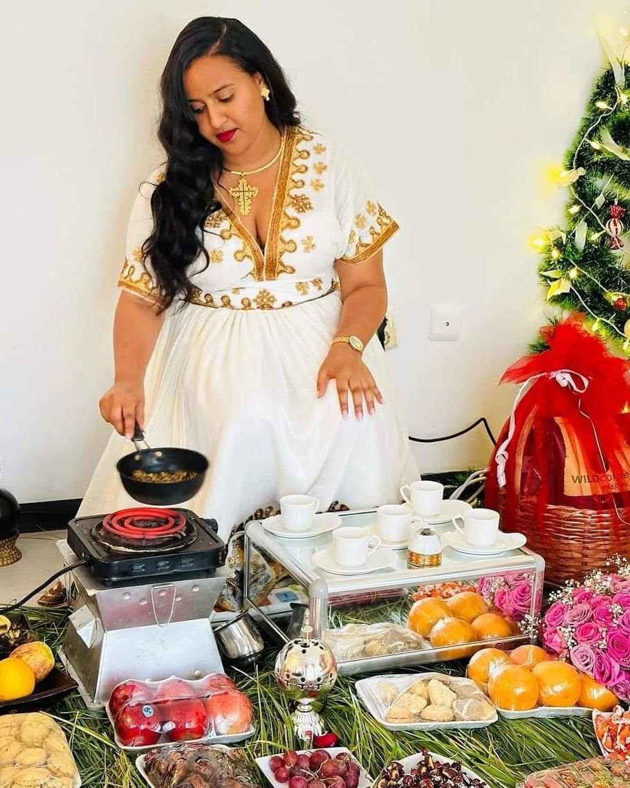 Zuria Habesha Kemis – White with Gold Tibeb (Style 12) – Azmarino Fashion Boutique – view 3