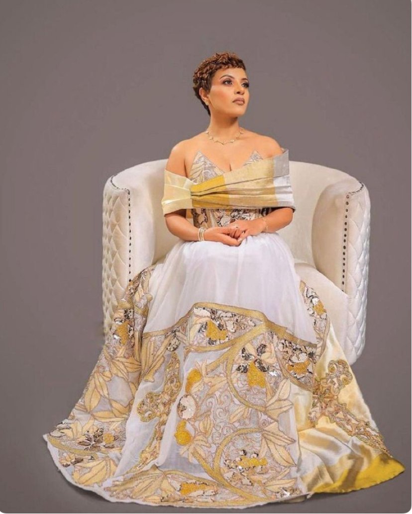 Zuria Habesha Kemis – White with Gold Tibeb (Style 22) – Azmarino Fashion Boutique