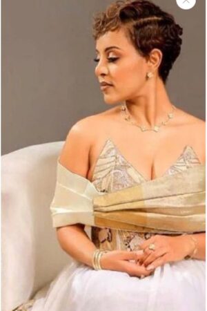 Zuria Habesha Kemis – White with Gold Tibeb (Style 22) – Azmarino Fashion Boutique – view 2