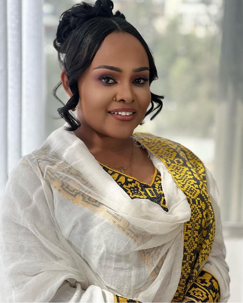 Zuria Habesha Kemis – White with Gold Tibeb (Style 26) – Azmarino Fashion Boutique – view 2