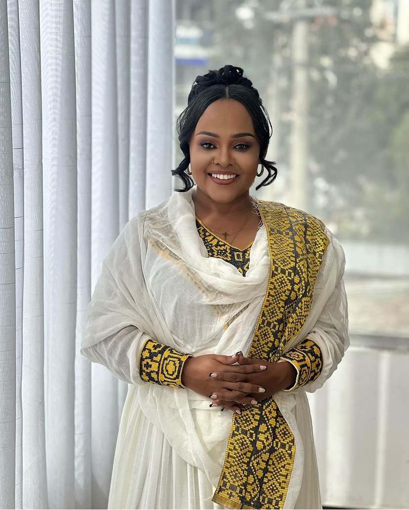 Zuria Habesha Kemis – White with Gold Tibeb (Style 26) – Azmarino Fashion Boutique – view 3